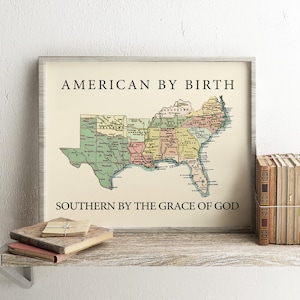 Printable Map | Southern States Map Print | Wedding Gift | Digital Print | Southern Quotes | American | Proud Southerner | Southern Sayings