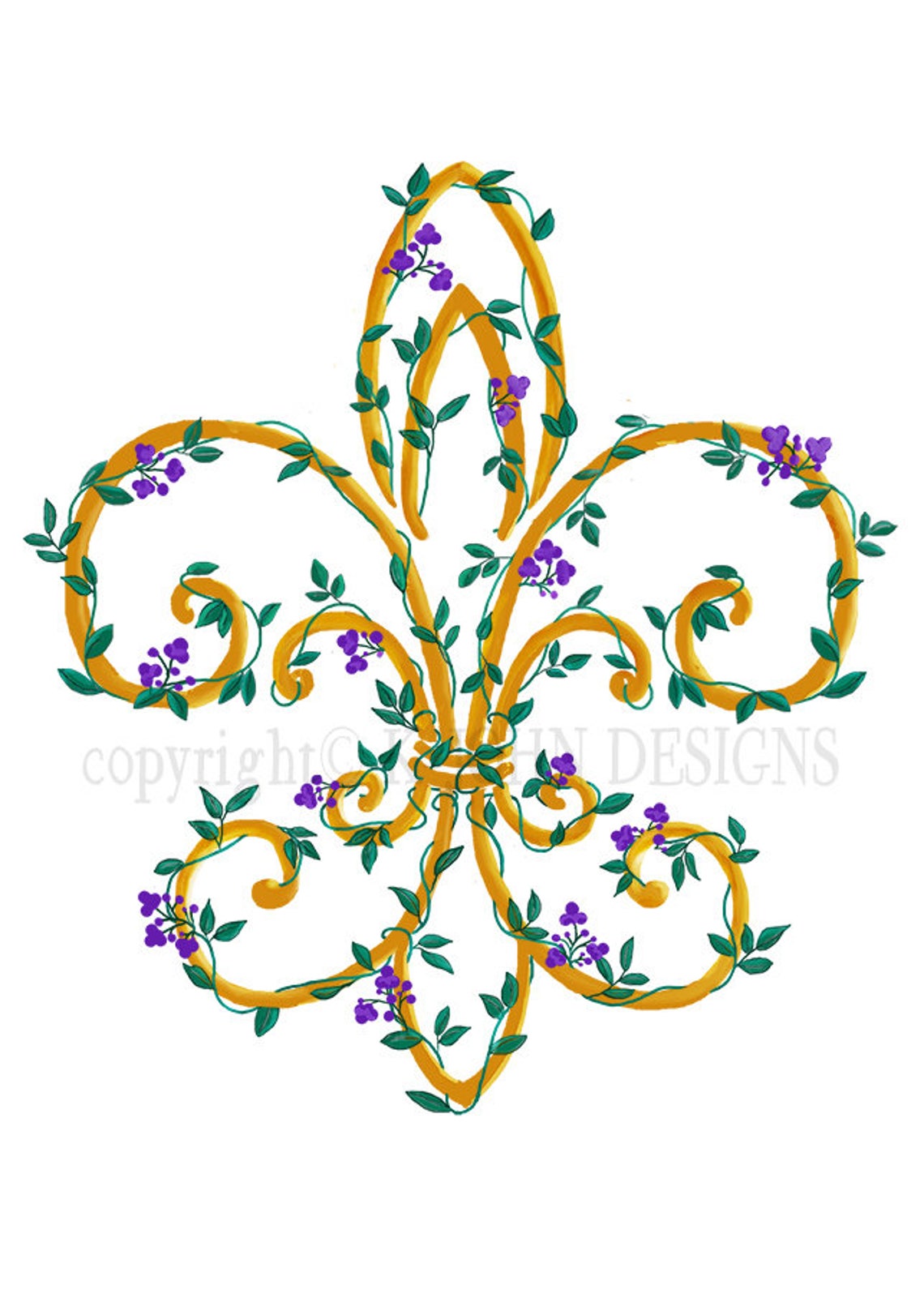 Floral Fleur De Lis Printable Mardi Gras Print Fleurdelis - Etsy