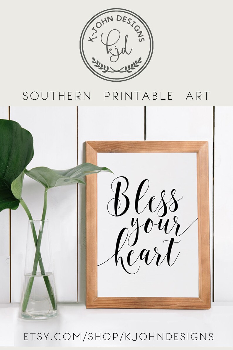 Bless Your Heart Printable Wall Decor Printable Southern | Etsy
