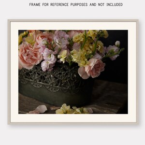 Luscious Bouquet Floral Wall Art Print Unframed Violet Pink Flowers Photo Lavender Peonies Roses Photography Flower Picture Elegant Home Decor 
