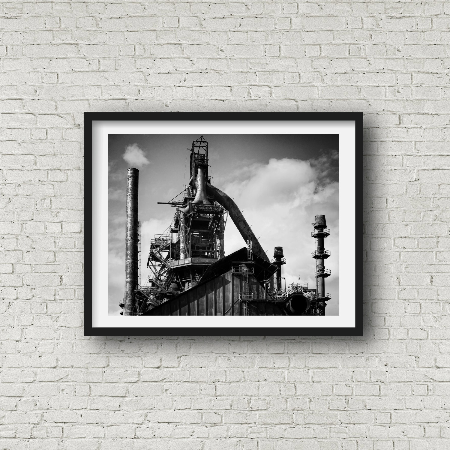 Industrial Wall Decor Black and White Loft Art Bethlehem | Etsy