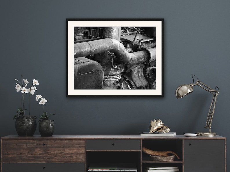 Modern Industrial Black and White Masculine Wall Art Etsy
