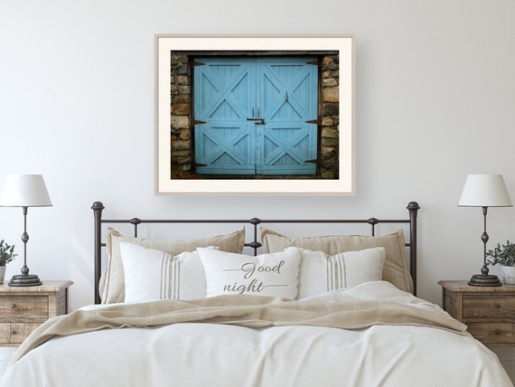 Rustic Blue Wall Print Turquoise Wall Art Powder Blue And Gray Wall Art Vintage Door Picture Shabby Chic Cottage Teal Home Decor