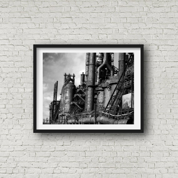 Industrial Wall Art Black and White Fine Art Steel Stacks