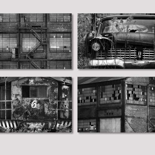 Industrial B&W Print Set Set of 4 Retro Masculine Prints Etsy