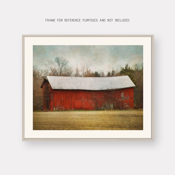 Red Barn Art Print Rustic Barn Wall Art Farmhouse Wall Etsy