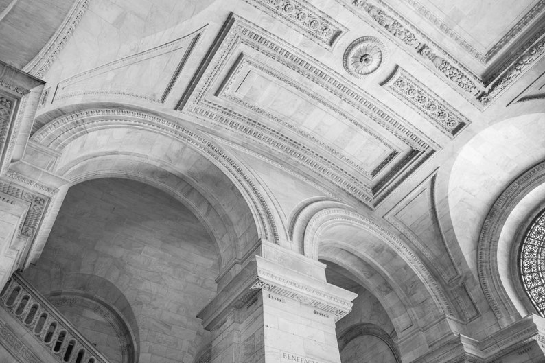 NYC Architectural Library Interior Print NYC Library Etsy