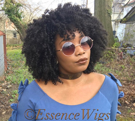 Essence Wigs Curlz N Kinkz Black Natural Hair Wig Etsy