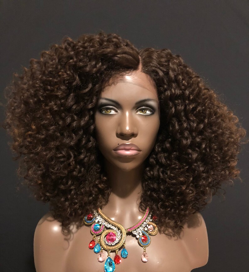 Essence Wigs Brown Bombshell Curly Kink Natural Hair Lacefront Etsy