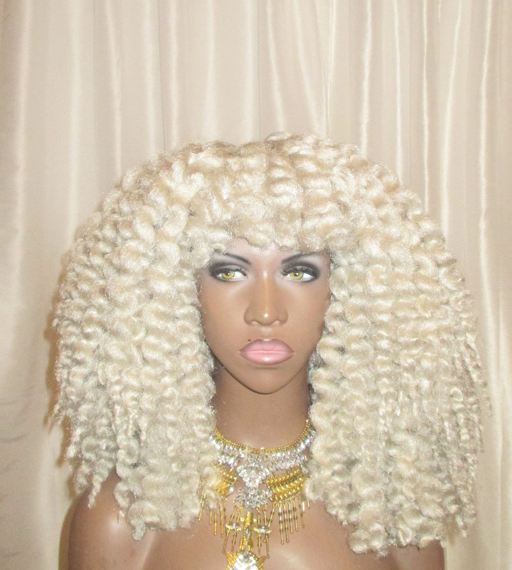 White Gray Kinky Curly Glam Kinks Crochet Twist Out Wig