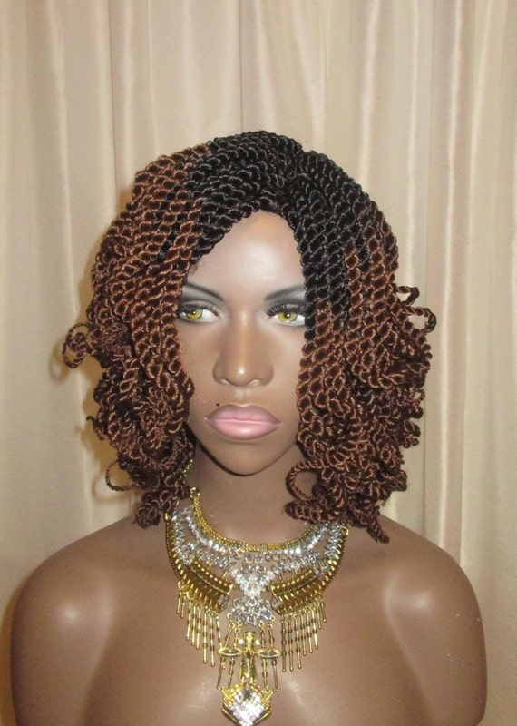 Essence Wigs Curly Mini Twists Crochet Wig Ombre Brown Blonde Etsy