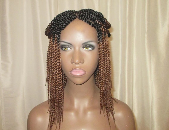 Essence Wigs Mini Twists Crochet Wig Ombre Brown Blond Black Etsy
