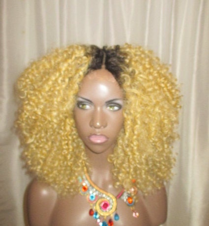 Platinum Blonde Kinky Curly Lace Front Natural Hair Wig By