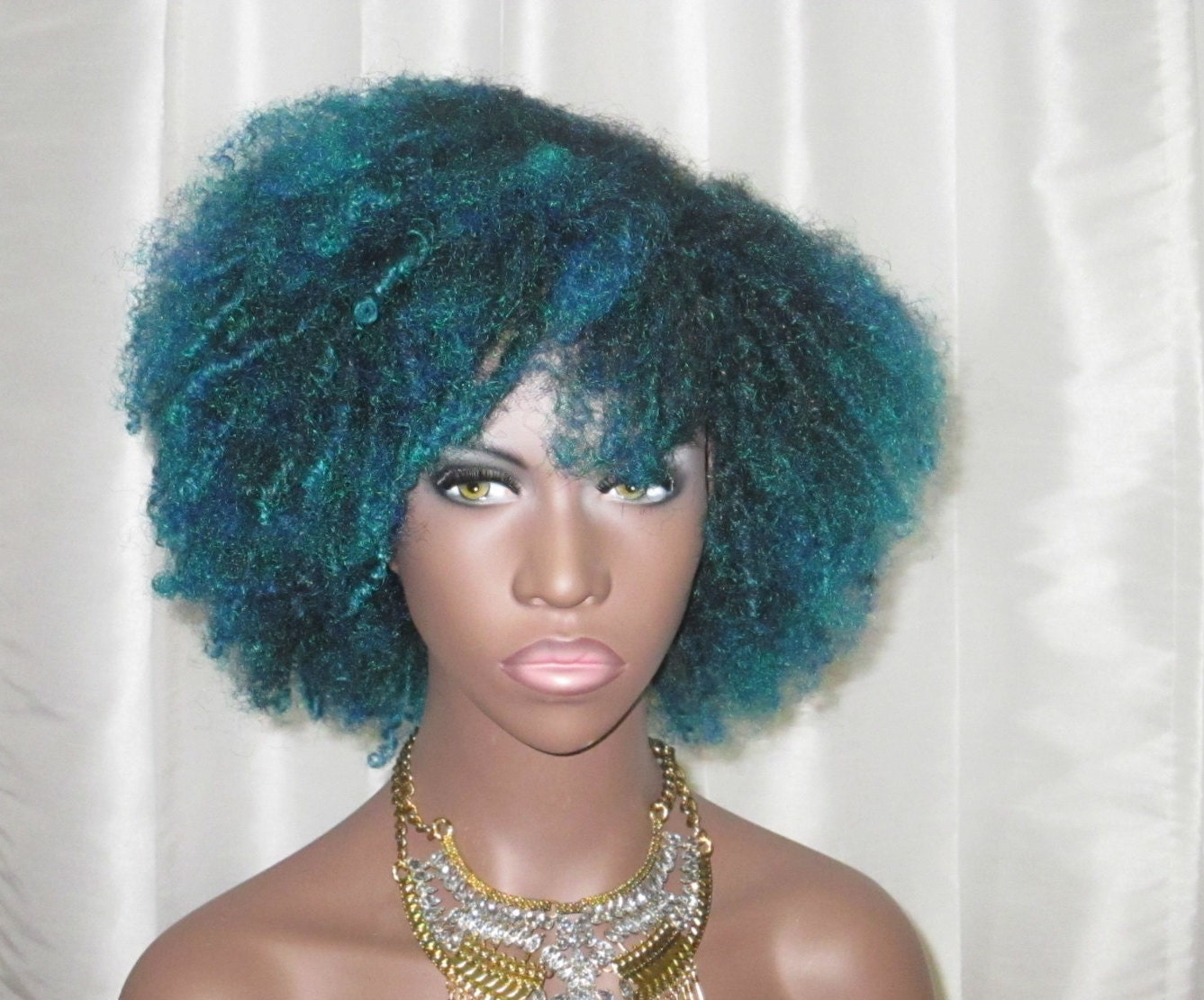 Essence Wigs Caribbean Punch Blue Green Wig Finger Twist Afro
