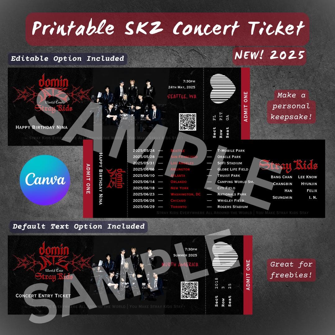 Editable Stray Kids Dominate World Tour Ticket | Printable Kpop