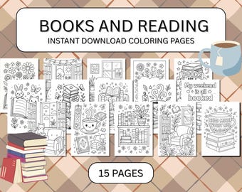 Book Coloring Pages: BookTok Reading Nooks (A4 PDF File)