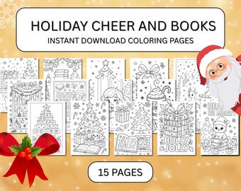 Christmas Reading Coloring Pages: Festive Holiday Reading (A4 PDF File)