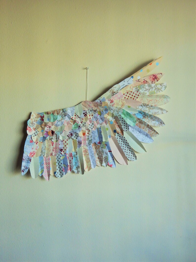 Ala Blanca Ala De Papel Decoracion De La Pared Etsy