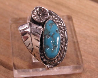 Vintage Sterling Silver Blue Turquoise Ring Size 5