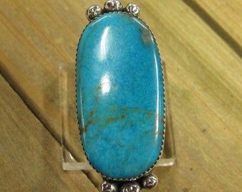 Large Sterling Silver Turquoise Statement Ring Size 9