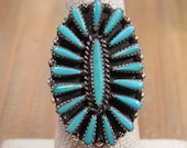 Vintage Sterling Silver Zuni Cluster Needlepoint Ring Size 7.5