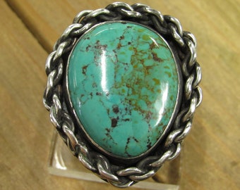 Large Vintage Sterling Silver Turquoise Statement Ring Size 10