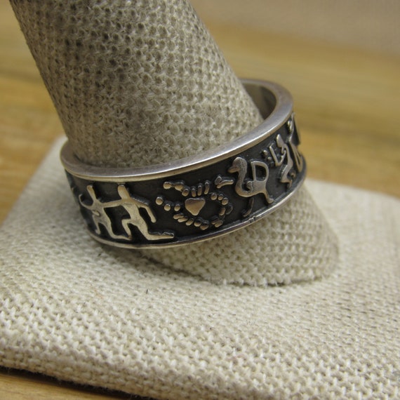 Taxco Vintage Oxidized Sterling Silver Zodiac Rin… - image 3