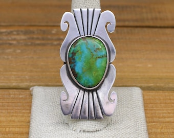 Tim Yazzie Kingman Turquoise & Sterling Silver Adjustable Ring - Etsy