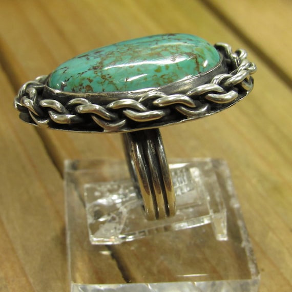 Large Vintage Sterling Silver Turquoise Statement… - image 2