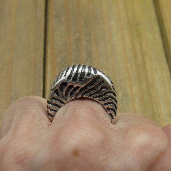 Heavy Vintage Sterling Silver Mexican Statement R… - image 7