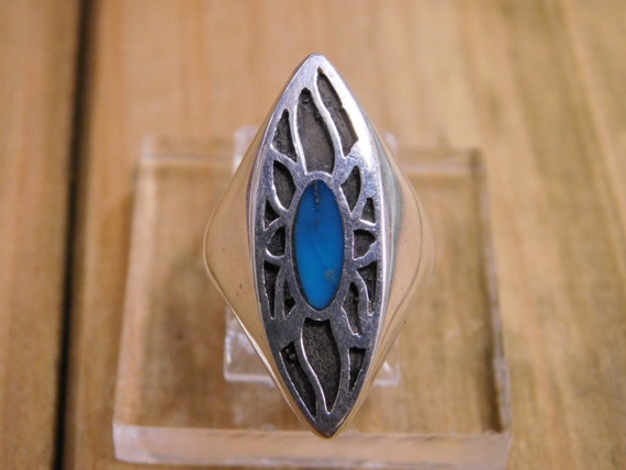 Unique Turquoise Sterling Silver Ring size 4.5 - image 1