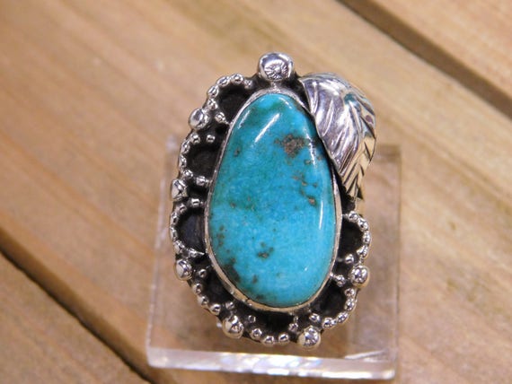 Turquoise Sterling Silver Ring Size 8 - image 1