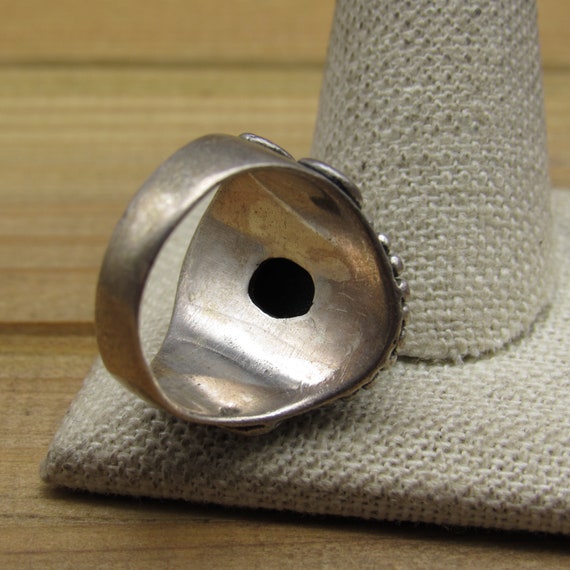 Vintage Sterling Silver Oval Shaped Onyx Ring Siz… - image 5