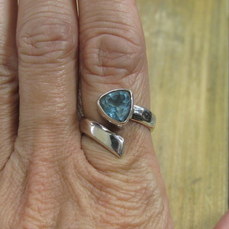 Vintage Sterling Silver Topaz Adjustable Wrap Ring