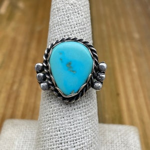Vintage Sterling Silver Turquoise Teardrop Ring Size 6.25