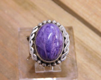Sterling Silver Charoite Ring Size 8.75