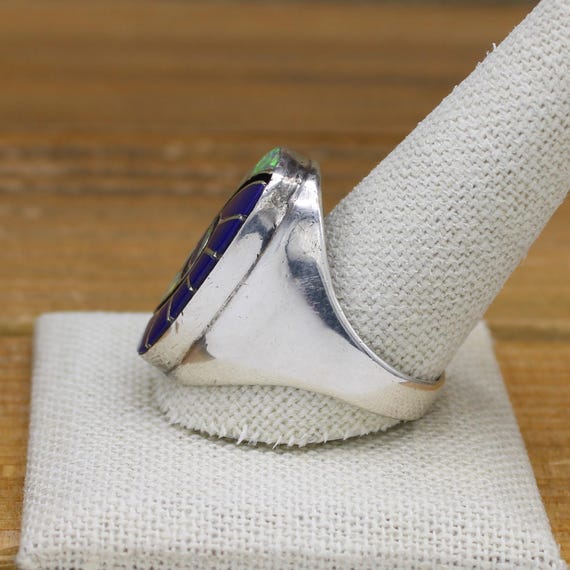 Vintage Sterling Silver Amy Wesley Zuni Lab Opal and Lapis Inlay