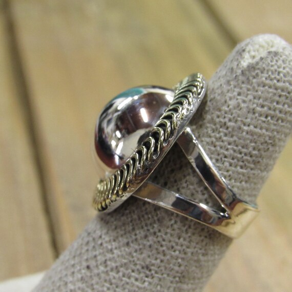 Vintage Sterling Silver & Brass Round Ring Size 5… - image 2