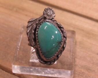 Vintage Sterling Silver Turquoise Ring Size 5.5