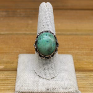 Vintage Sterling Silver High Profile Turquoise Ring Size 10