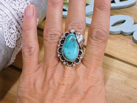 Turquoise Sterling Silver Ring Size 8 - image 5