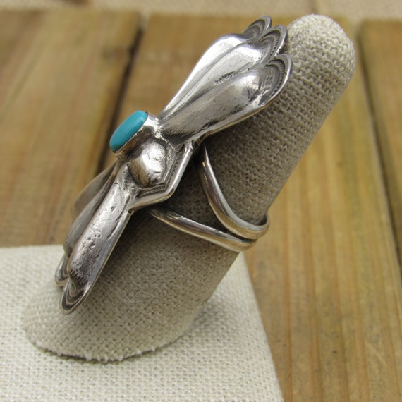 Vintage Sterling Silver Turquoise Statement Ring … - image 2