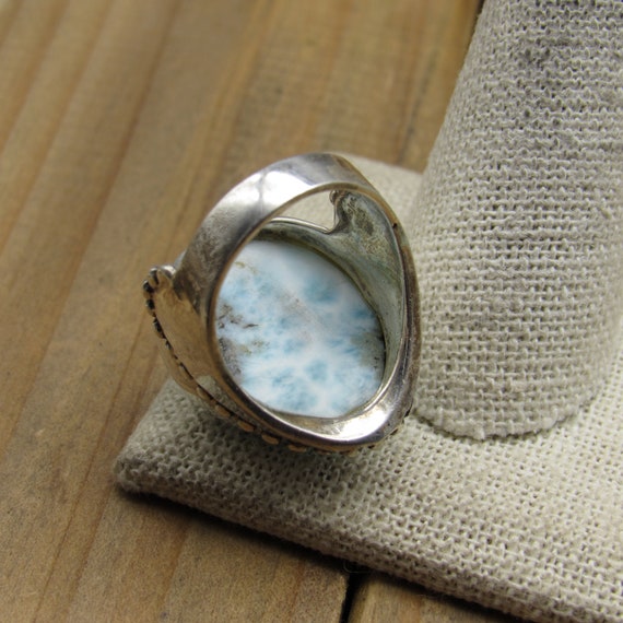 Tear Drop Larimar & Sterling Silver Statement Rin… - image 5