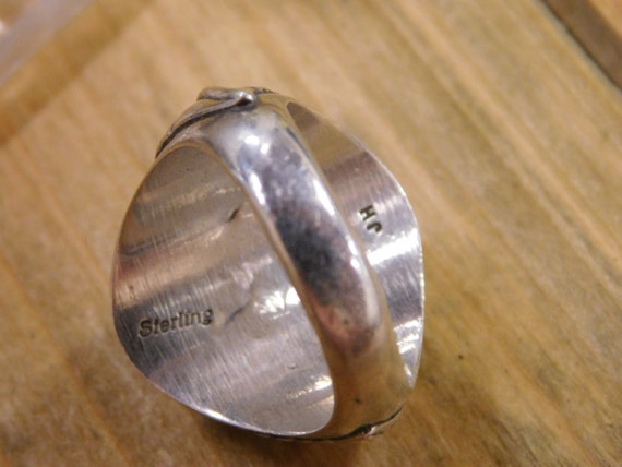 Handsome Turquoise Sterling Silver Ring Size 11 - image 4