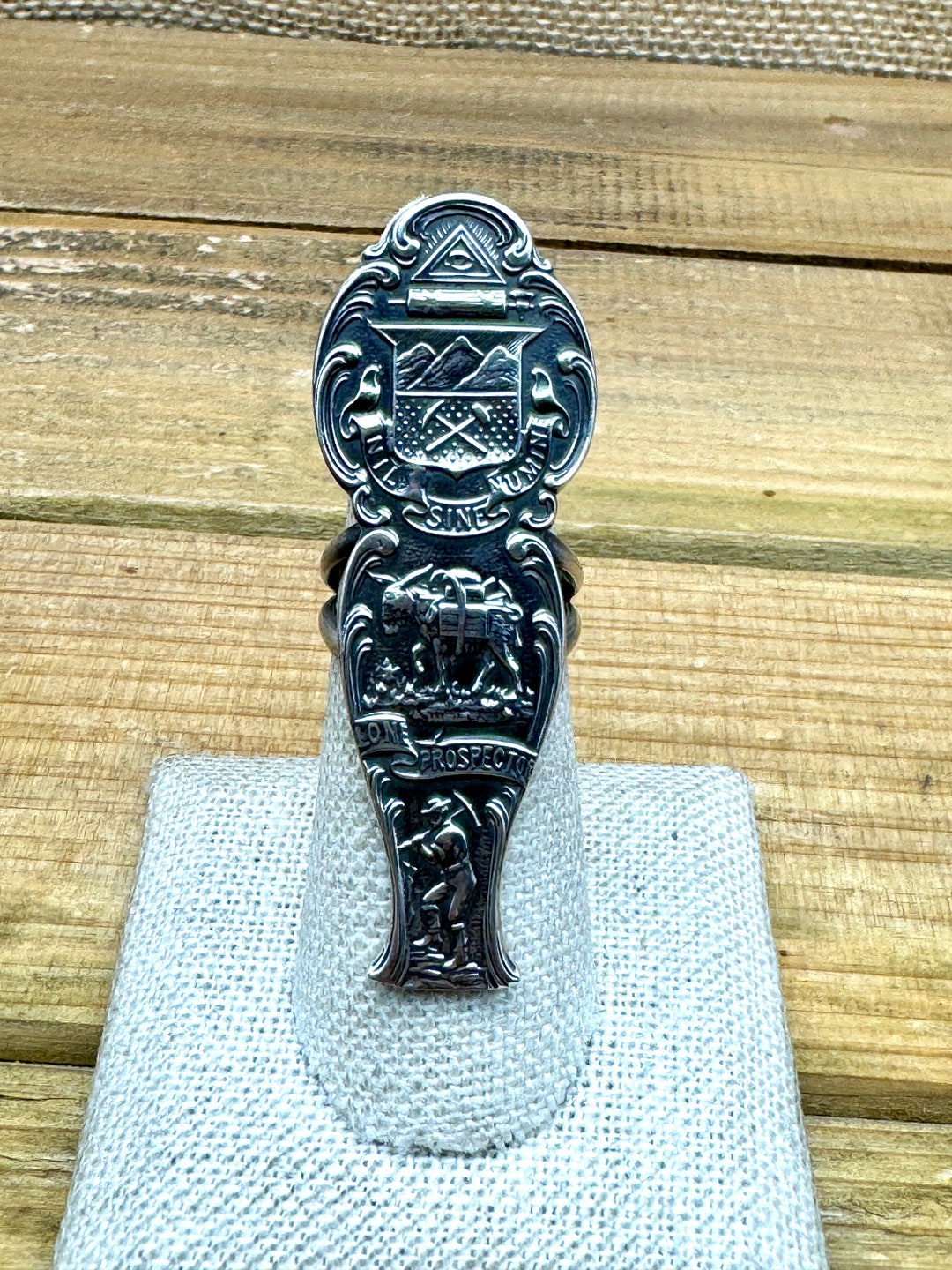 Silver Collector Rings Vintage Sterling Silver Repurposed Lone Prospector Collectors Ring Size ...