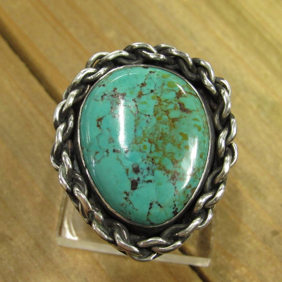 Large Vintage Sterling Silver Turquoise Statement… - image 1