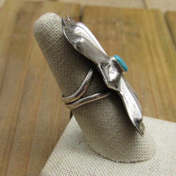 Vintage Sterling Silver Turquoise Statement Ring … - image 3