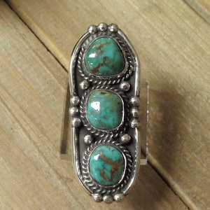 Vintage Sterling Silver Turquoise Ring Size 7