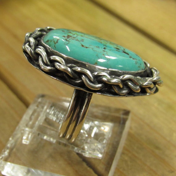 Large Vintage Sterling Silver Turquoise Statement… - image 3