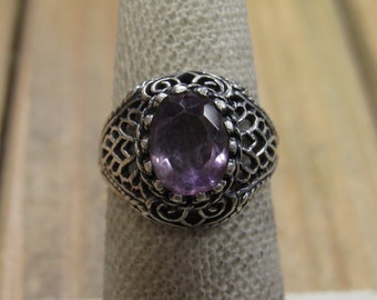 Vintage Sterling Silver Amethyst Ring Size 6.25
